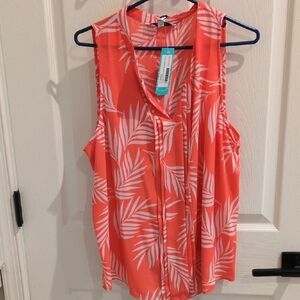 NWT 41 Hawthorn Stitch Fix Orange And White Patterned Sleeveless Top Size Large